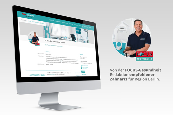 Dr. Schreck und Zahnarzt Robert Scholz empfohlen durch die Redaktion von FOCUS Gesundheit